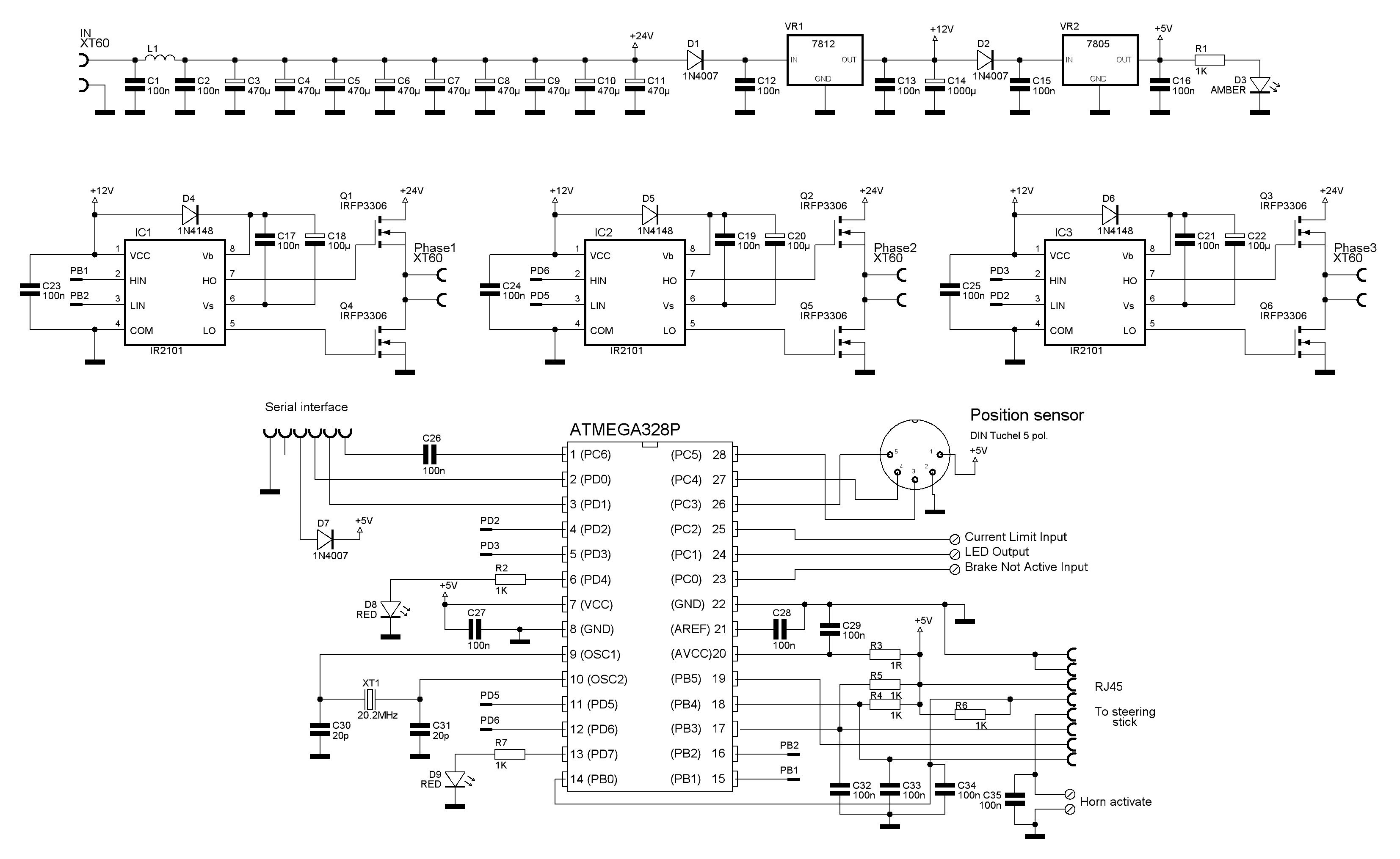 Motor-vezérlő áramkör kapcsolási rajza.